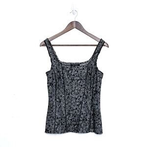 Brocade Corset-Style Tank Top Cami Victorian Goth Whimsigoth | Silver Black | M